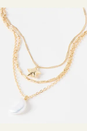 Oliver Bonas Kyla Star & Pearl Moon Charm Layered Necklace