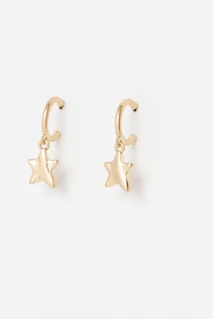 Oliver Bonas Viola Tone Star Charm Drop Earrings