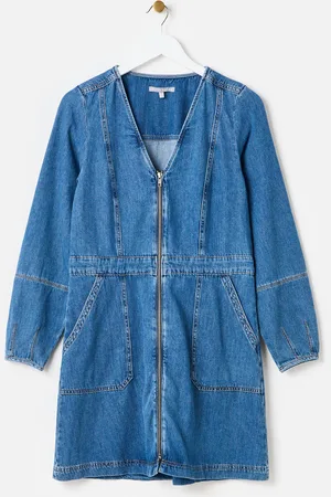 Oliver Bonas Denim Zip Through Mini Dress, size 16