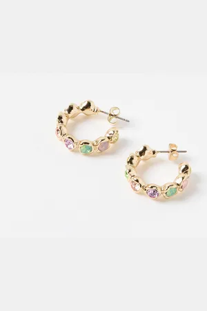 Oliver Bonas Skylie Stone Inlay Medium Hoop Earrings