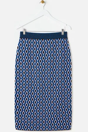 Oliver Bonas Geometric Tile Knitted Midi Skirt, size 16