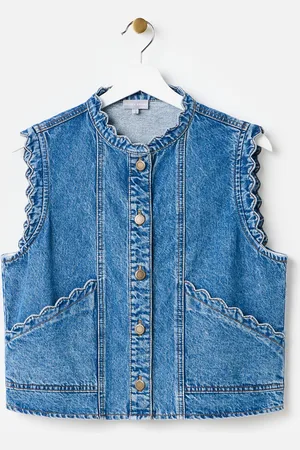 Oliver Bonas Dark Denim Sleeveless Jacket, size 12