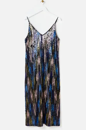 Oliver Bonas Sequin Midi Slip Dress, size 16