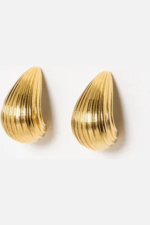 Oliver Bonas Agatha Tone Stainless Steel Waterproof Large Teardrop Earrings