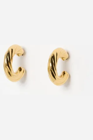 Oliver Bonas Emily Tone Stainless Steel Waterproof Twisted Hoop Earrings