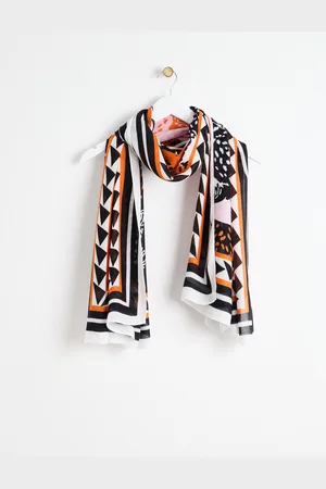 Oliver Bonas Orange & Black Lightweight Leopard Print Scarf