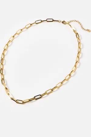 Oliver Bonas Austen Tone Stainless Steel Waterproof Paperclip Chain Necklace