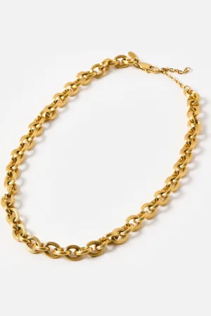 Oliver Bonas Jane Tone Stainless Steel Waterproof Chunky Chain Necklace