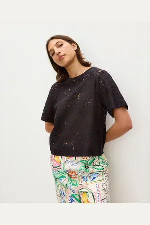 Oliver Bonas Floral Sheer Mesh T-Shirt, size 6