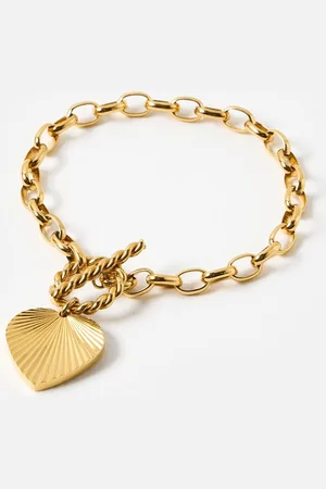 Oliver Bonas Louisa Tone Stainless Steel Waterproof Statement Heart Bracelet