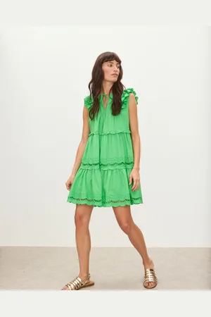 Oliver Bonas Ladder Trim Tiered Mini Dress, size 10
