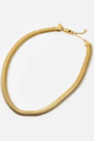 Oliver Bonas Harper Tone Stainless Steel Waterproof Snake Chain Necklace