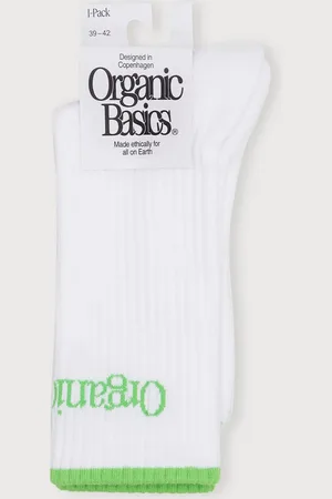Organic Basics Active Tennis Socks White / Spring Green 43-46