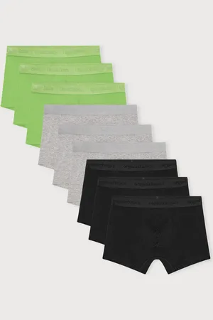 Organic Basics Core Trunks 9-Pack Artichoke / Grey Melange / Black XS