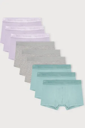Organic Basics Core Trunks 9-Pack Soft Lilac / Grey Melange / Eucalyptus XS