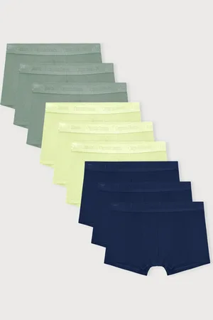 Organic Basics Core Trunks 9-Pack Powder Green / Elderflower Green / Deep Navy S