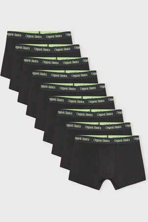Organic Basics Core Trunks 9-Pack Black / Spring Green S