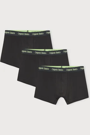 Organic Basics Core Trunks 3-Pack Black / Spring Green S