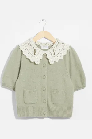 & OTHER STORIES Crochet-Collar Knit Cardigan