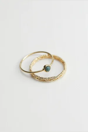 & OTHER STORIES Twist Embossed Ring Set