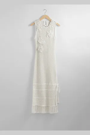 & OTHER STORIES Fringed Crochet Midi Dress