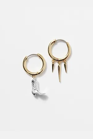 & OTHER STORIES Mismatch-Pendant Hoop Earrings