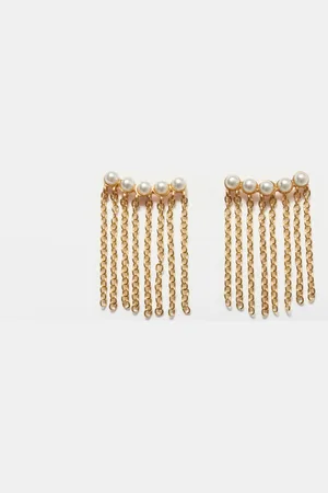 & OTHER STORIES Beaded Chain-Pendant Earrings