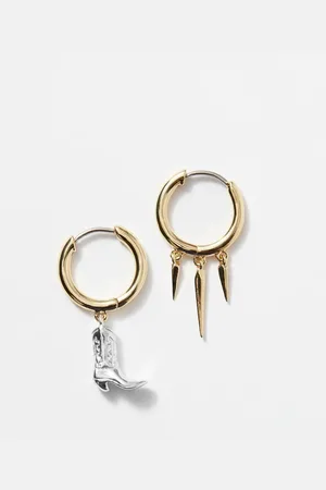 & OTHER STORIES Mismatch-Pendant Hoop Earrings