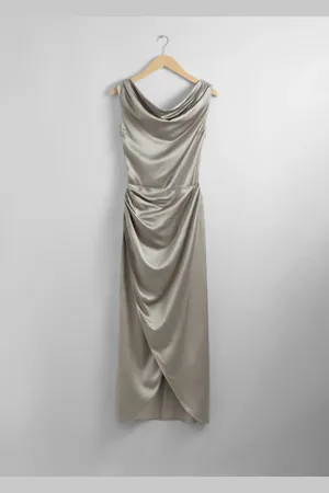 & OTHER STORIES Draped Satin Midi Dress
