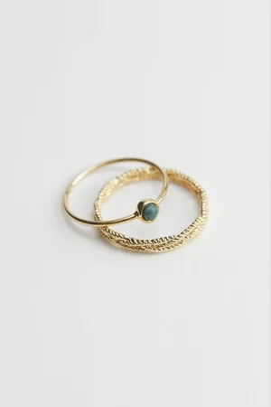 & OTHER STORIES Twist Embossed Ring Set