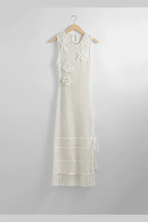 & OTHER STORIES Fringed Crochet Midi Dress