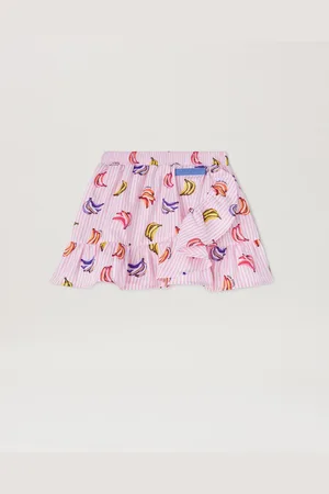Palm Angels Mini Skirt With All Over Bananas Prints Kids