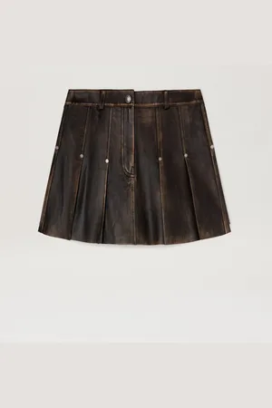 Palm Angels Curved Logo Leather Miniskirt Woman