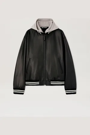 Palm Angels Curved Logo Leather Bomber Man