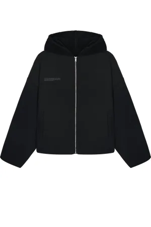 The Pangaia Mens Recycled Wool Fleece Reversible Bomber Jacket—black
