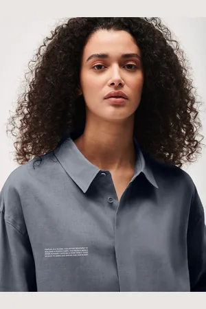 The Pangaia Womens DNA Linen Collared Long Sleeve Shirt— - S