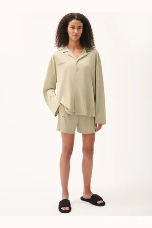 The Pangaia Womens 365 Lightweight Short Pyjama Shorts Set —maitake beige - XS