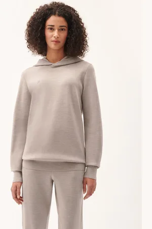 The Pangaia Womens DNA Regenerative Merino Wool Hoodie—stone marl - L