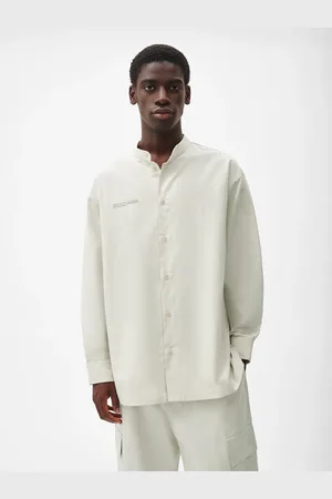 The Pangaia Mens Organic Cotton Linen Mandarin Collar Long-Sleeve Shirt— - XS