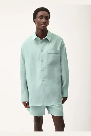 The Pangaia Mens DNA Aloe Linen Collared Long Sleeve Shirt— - XS