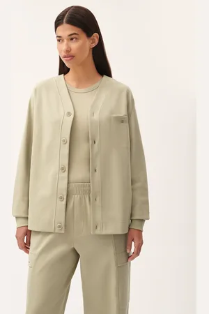 The Pangaia Womens DNA Double Jersey Liner Jacket—maitake beige - S
