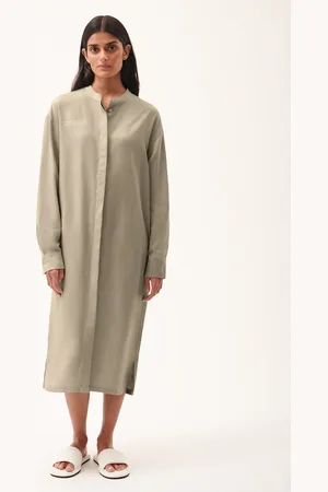 The Pangaia DNA Linen Mandarin Collar Dress— - XS