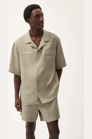The Pangaia Mens DNA Linen Camp Collar Shirt— - XS