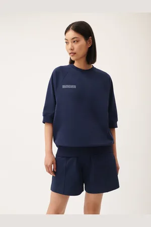 The Pangaia Womens DNA Double Jersey Short Sleeve Top—navy - L