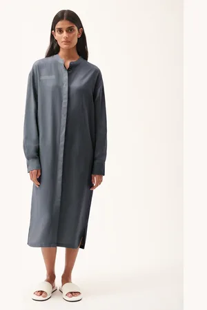 The Pangaia DNA Linen Mandarin Collar Dress— - XS