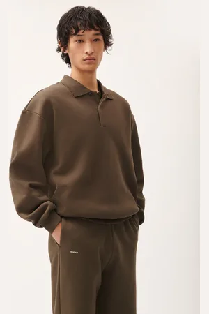 The Pangaia Mens DNA Heavyweight Polo Sweatshirt—cacoa - XXS