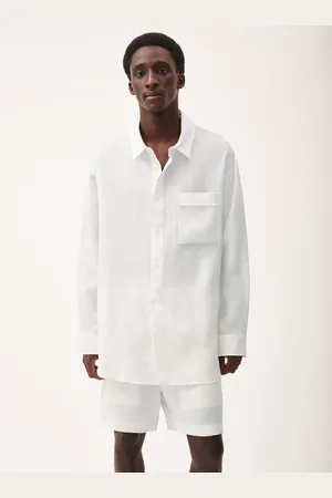 The Pangaia Mens DNA Aloe Linen Collared Long Sleeve Shirt— - S