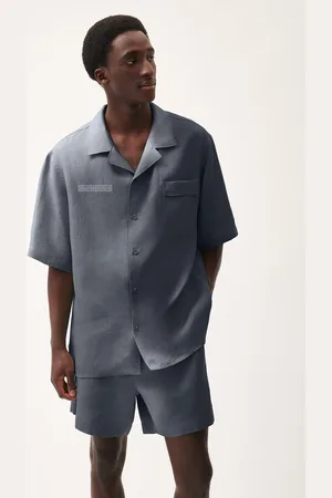The Pangaia Mens DNA Linen Camp Collar Shirt— - XS