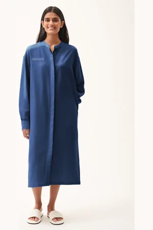 The Pangaia DNA Linen Mandarin Collar Dress— - XS
