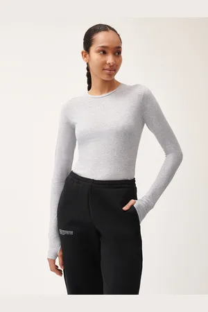 The Pangaia Womens 365 Cotton-Stretch Long-Sleeved Top—grey-marl - XS